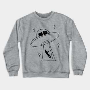 cat alien abduction line art Crewneck Sweatshirt